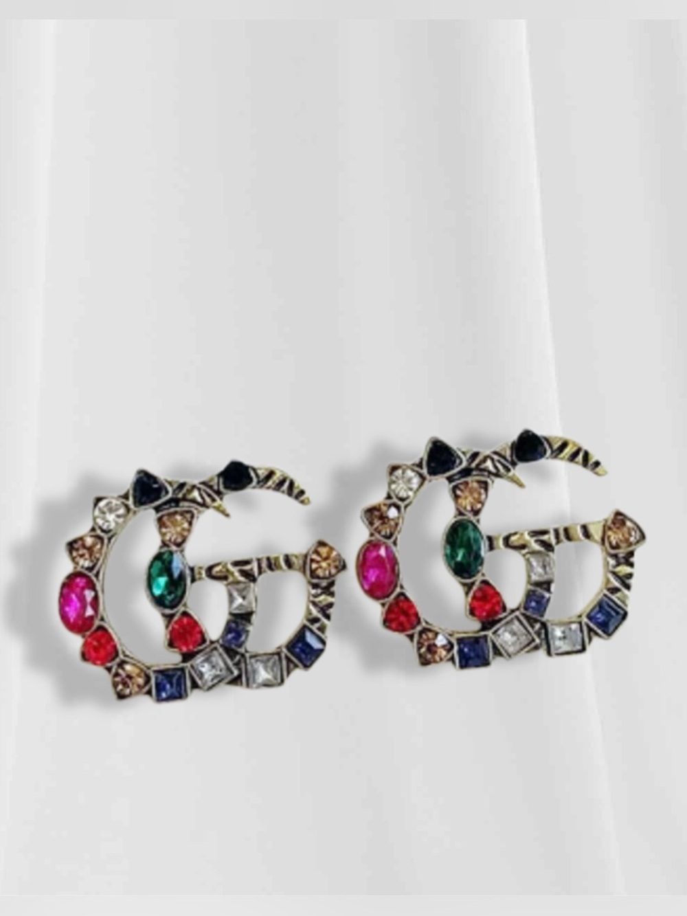 Multicolor double G luxury Big Antique Gold Stud Earrings